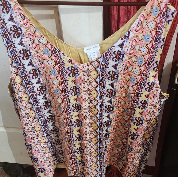 NWOT Tribal Jeans Retro Geometric Print Tank XXL 90s Revival Fall Winter Style - Picture 1 of 9